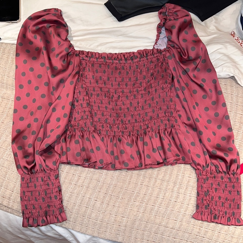 Zara Maroon Polka Dot top